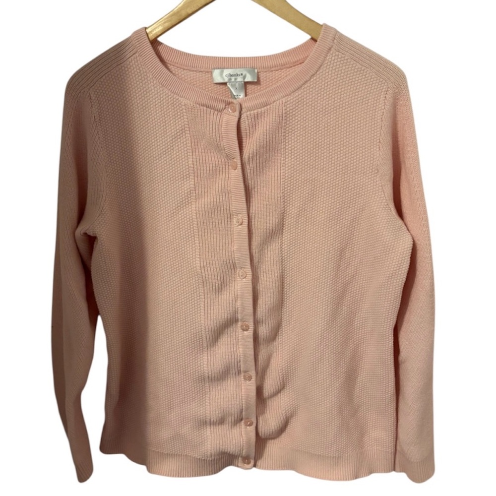 CJ Banks Women's Pink Cardigan Sweater Button Down Long Sleeve Cotton   X (14)